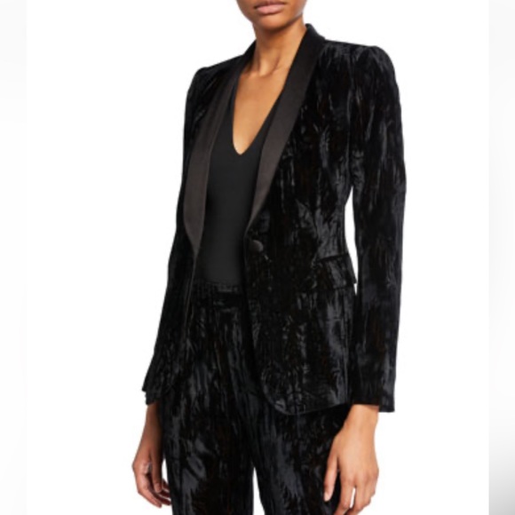 NEW Alice + Olivia Macey Crushed Velvet Blazer Black Size 10 - Picture 8 of 8